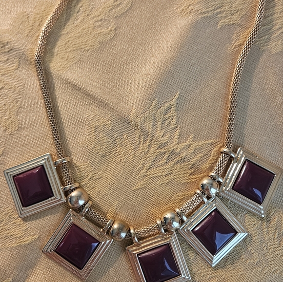 Vintage Topaz Geometric Pendant Necklace - Picture 6 of 8